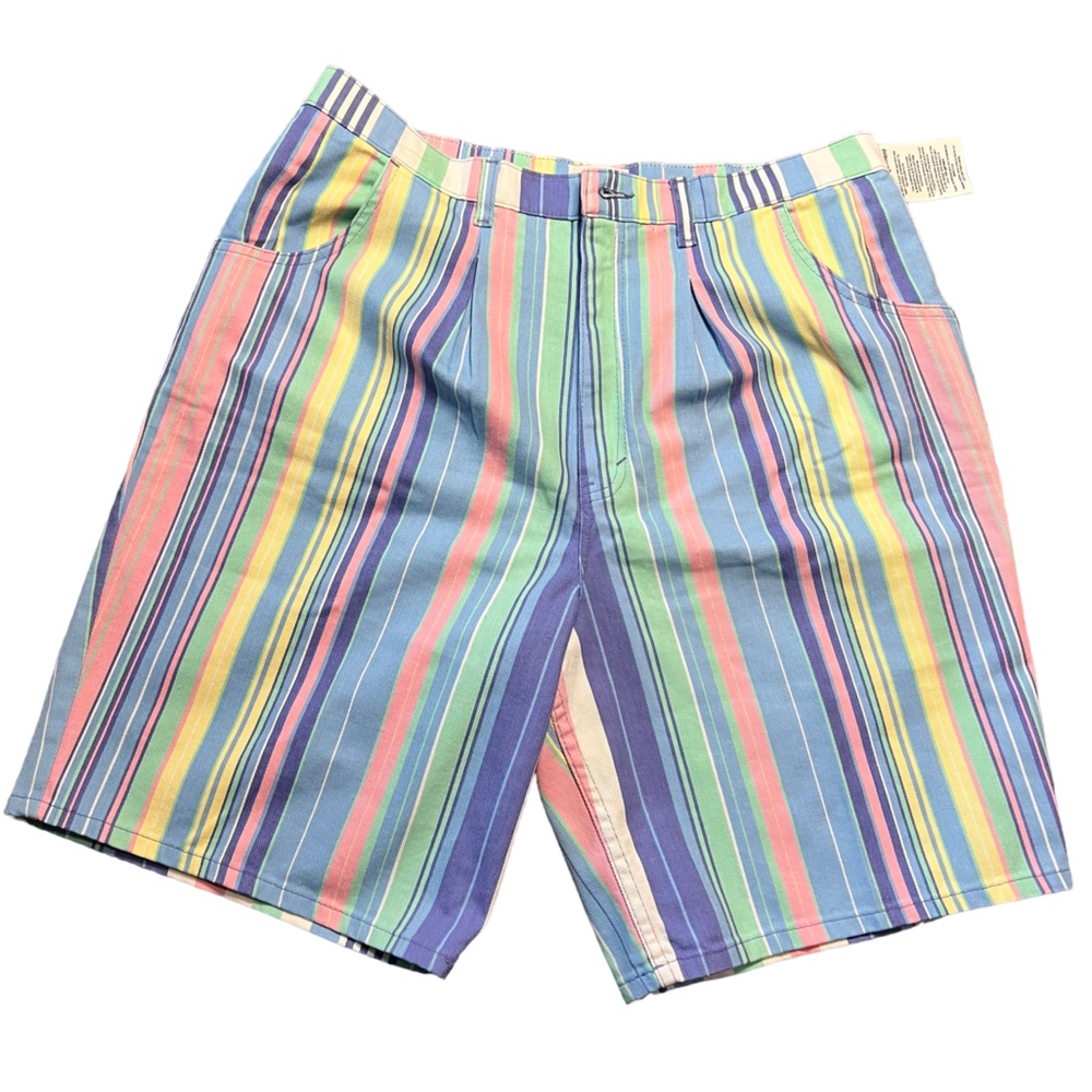 Like New, Unique Pastel Stripe Preppy Jean Shorts